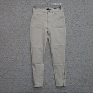 Banana Republic Mid-Rise Skinny Ankle Jeans w/ Zip Cuffs. Ivory, Sz 31 P #1831